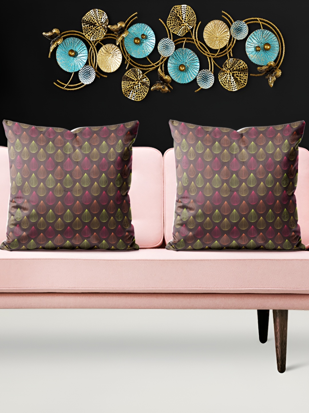 

ArtzFolio Brown & Green 5 Pcs Ethnic Motifs Square Cushion Covers