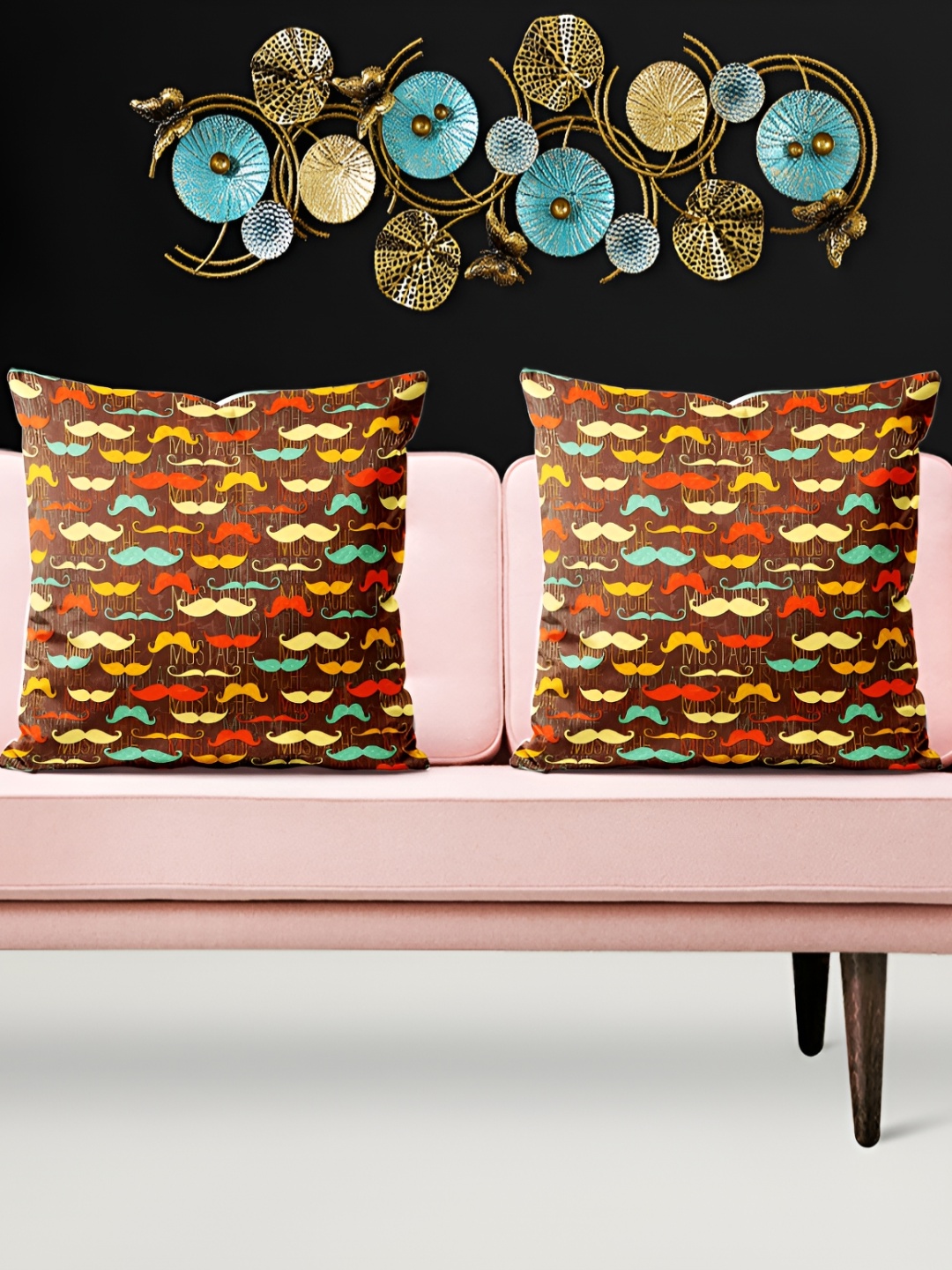 

ArtzFolio Brown & Red 5 Pieces Printed Velvet Square Cushion Covers