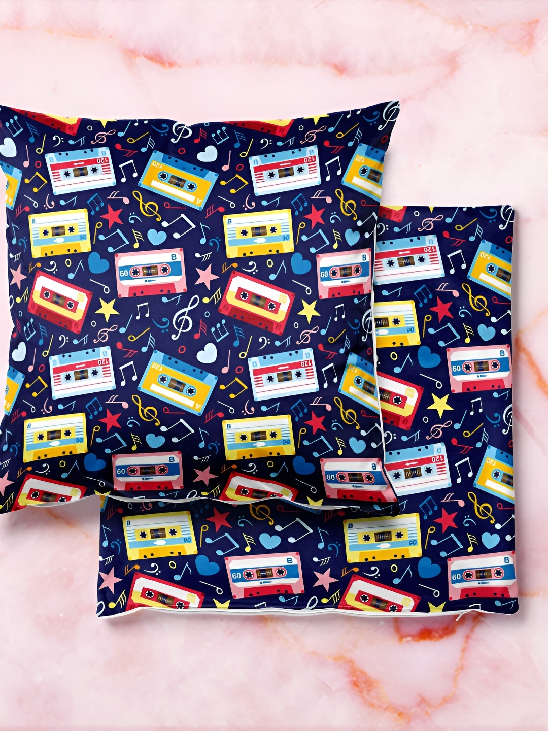 

ArtzFolio Navy Blue & Yellow 5 Pieces Abstract Printed Velvet Square Cushion Covers