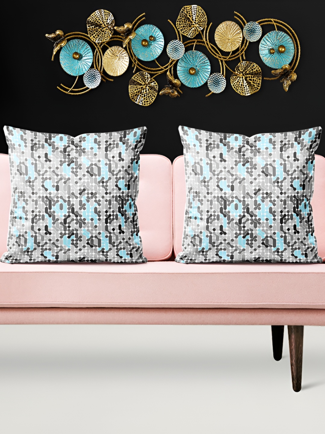 

ArtzFolio Blue & Grey 5Pcs Abstract Velvet Square Cushion Covers