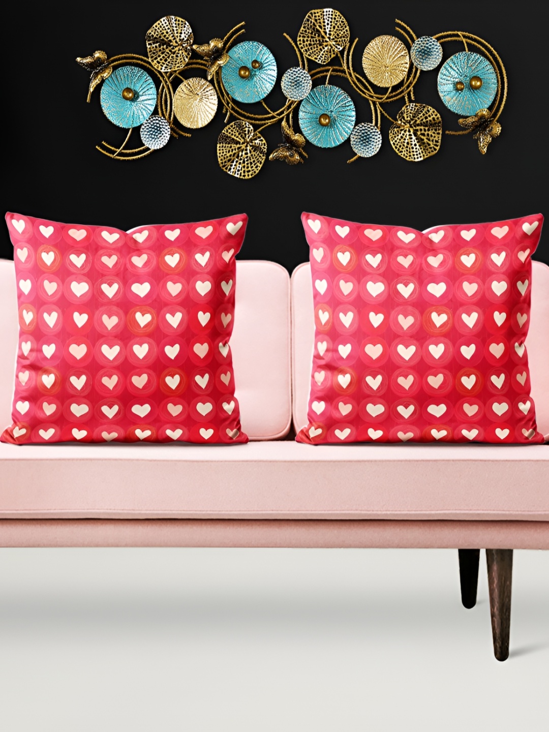 

ArtzFolio Red White 5 Pieces Velvet Square Cushion Covers
