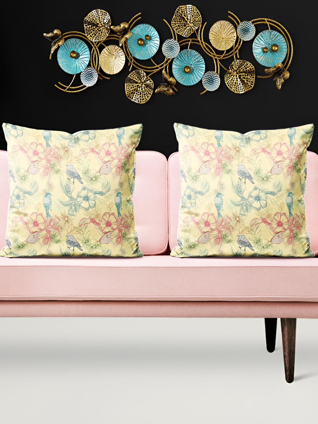 

ArtzFolio Yellow 5 Pieces Floral Square Cushion Covers