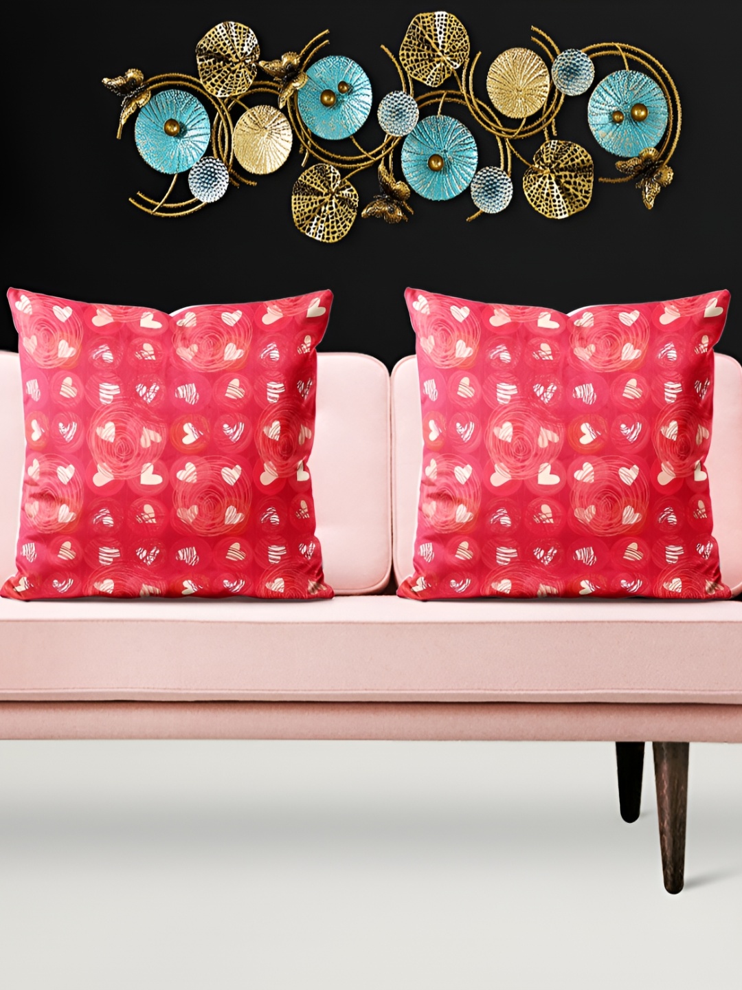 

ArtzFolio Red & White 5 Pcs Abstract Square Cushion Covers