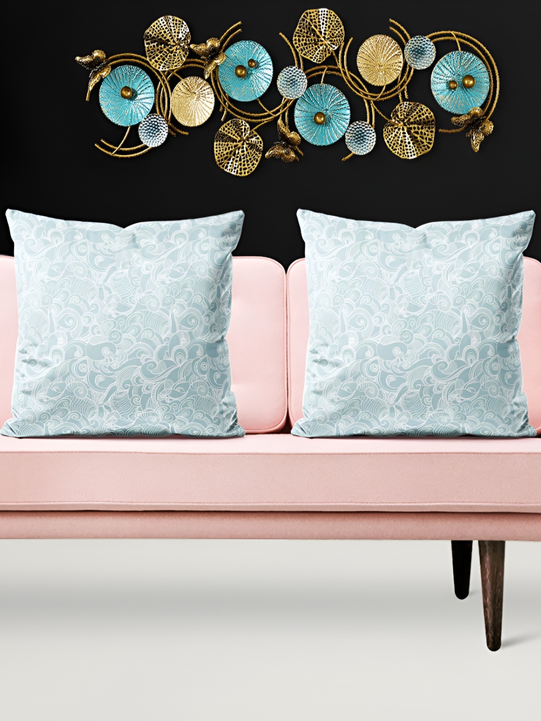 

ArtzFolio Blue & White 5 Pieces Ethnic Motifs Printed Velvet Square Cushion Covers