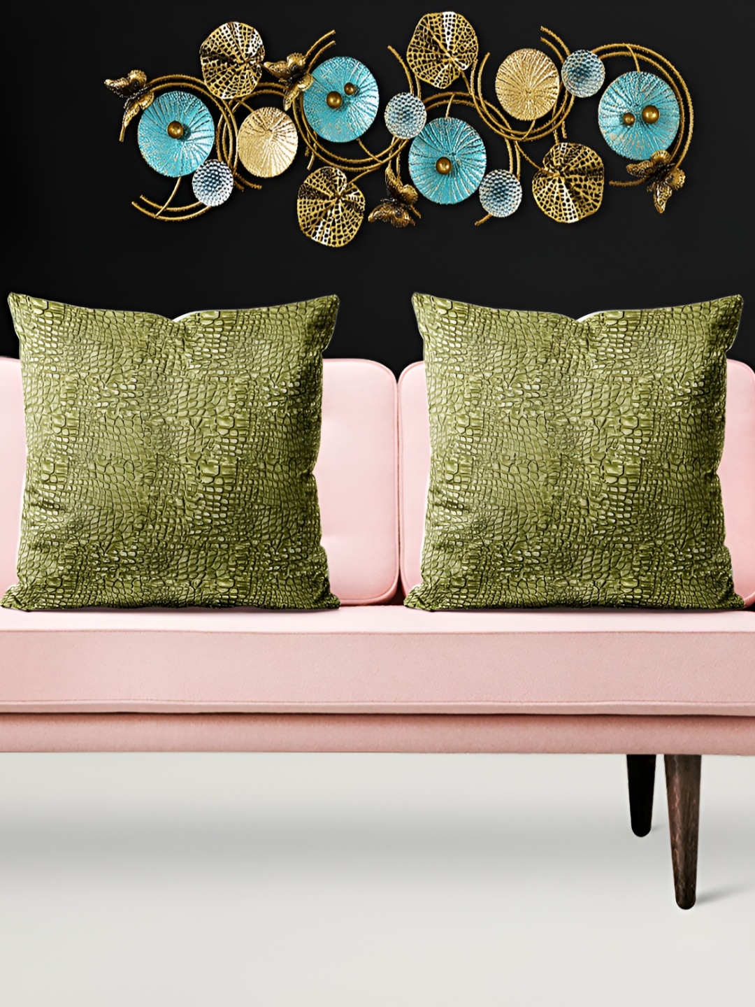 

ArtzFolio Green 5 Pieces Abstract Velvet Square Cushion Covers