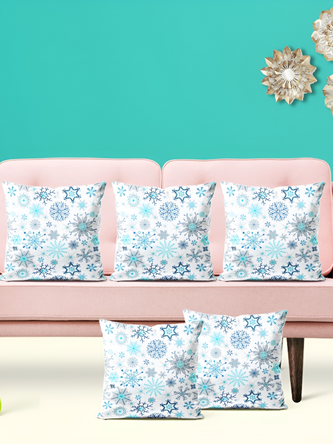 

ArtzFolio White 5 Pieces Floral Square Cushion Covers