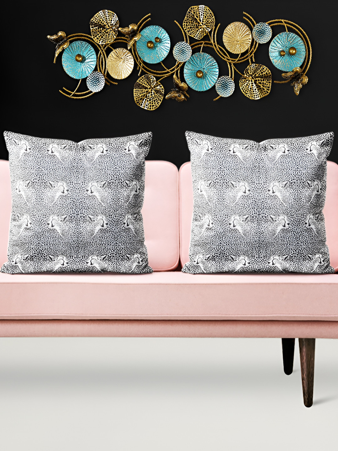 

ArtzFolio Grey & White 5 Pieces Abstract Square Cushion Covers