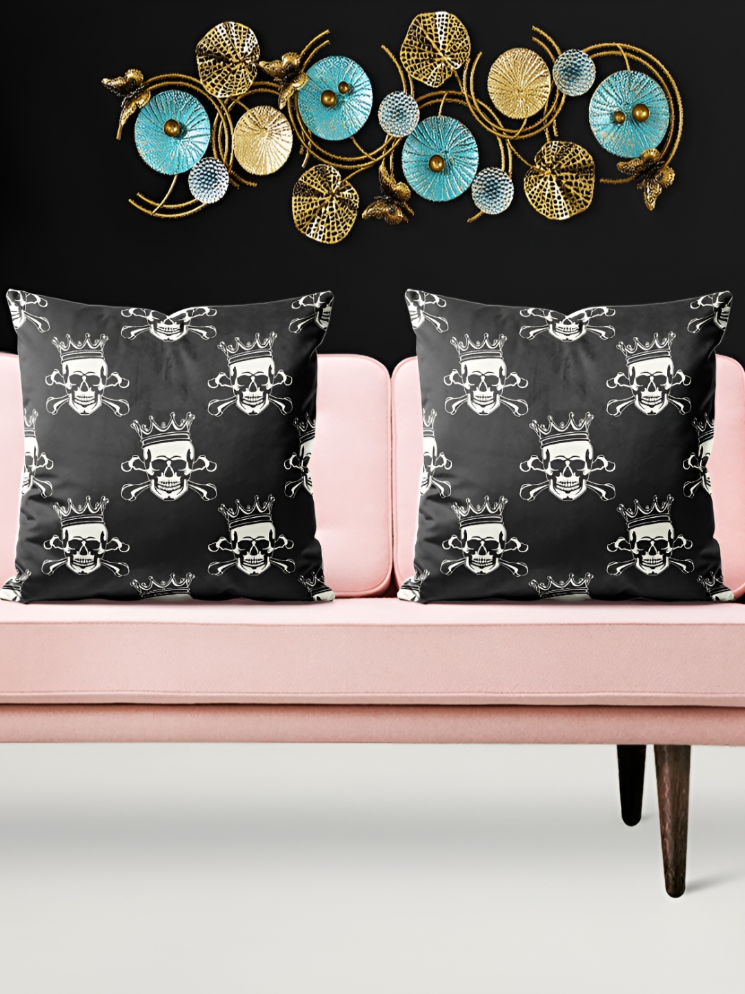 

ArtzFolio Black & White 5 Pieces Velvet Square Cushion Covers