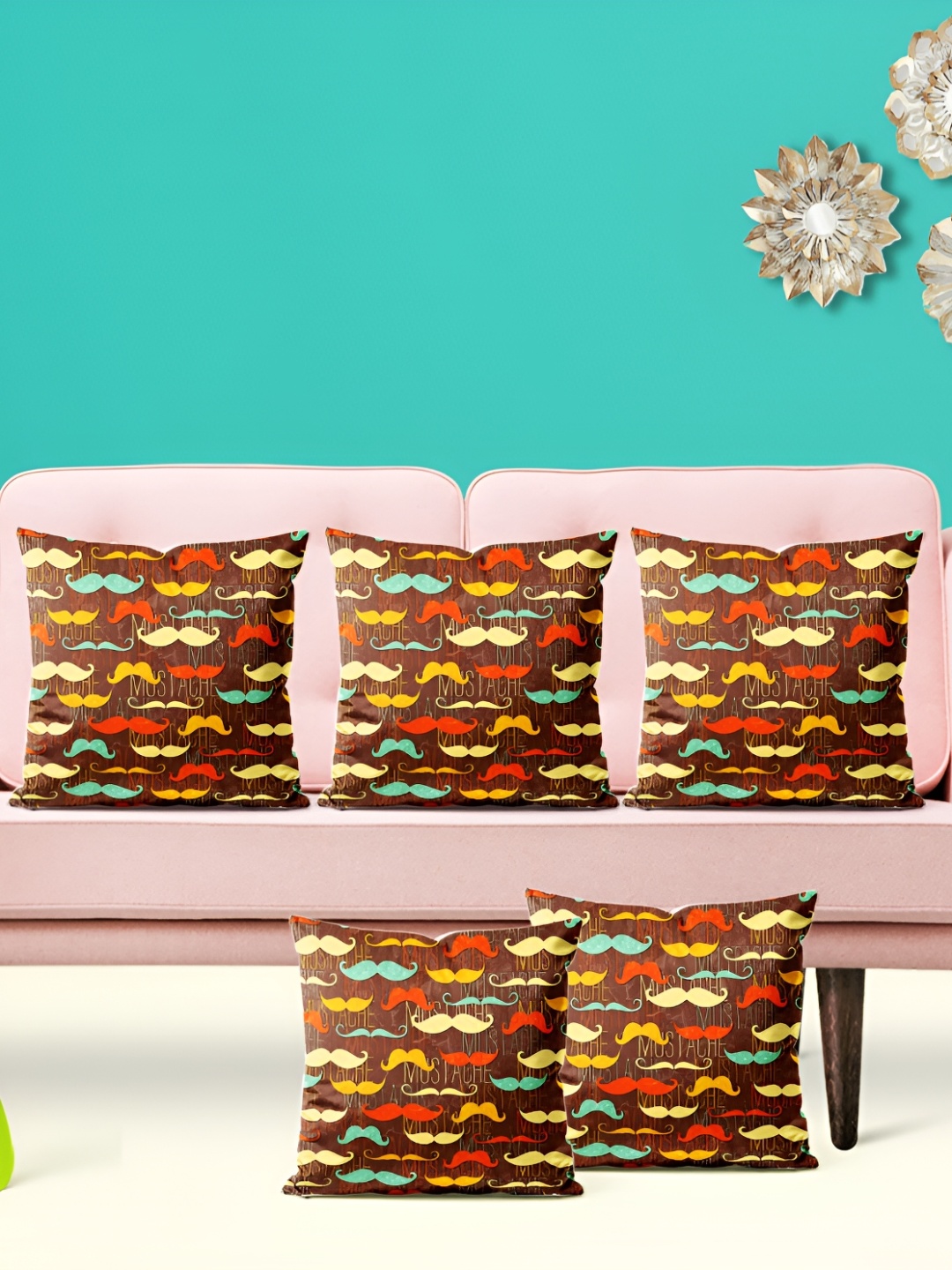 

ArtzFolio Brown 5 Pieces Abstract Square Cushion Covers