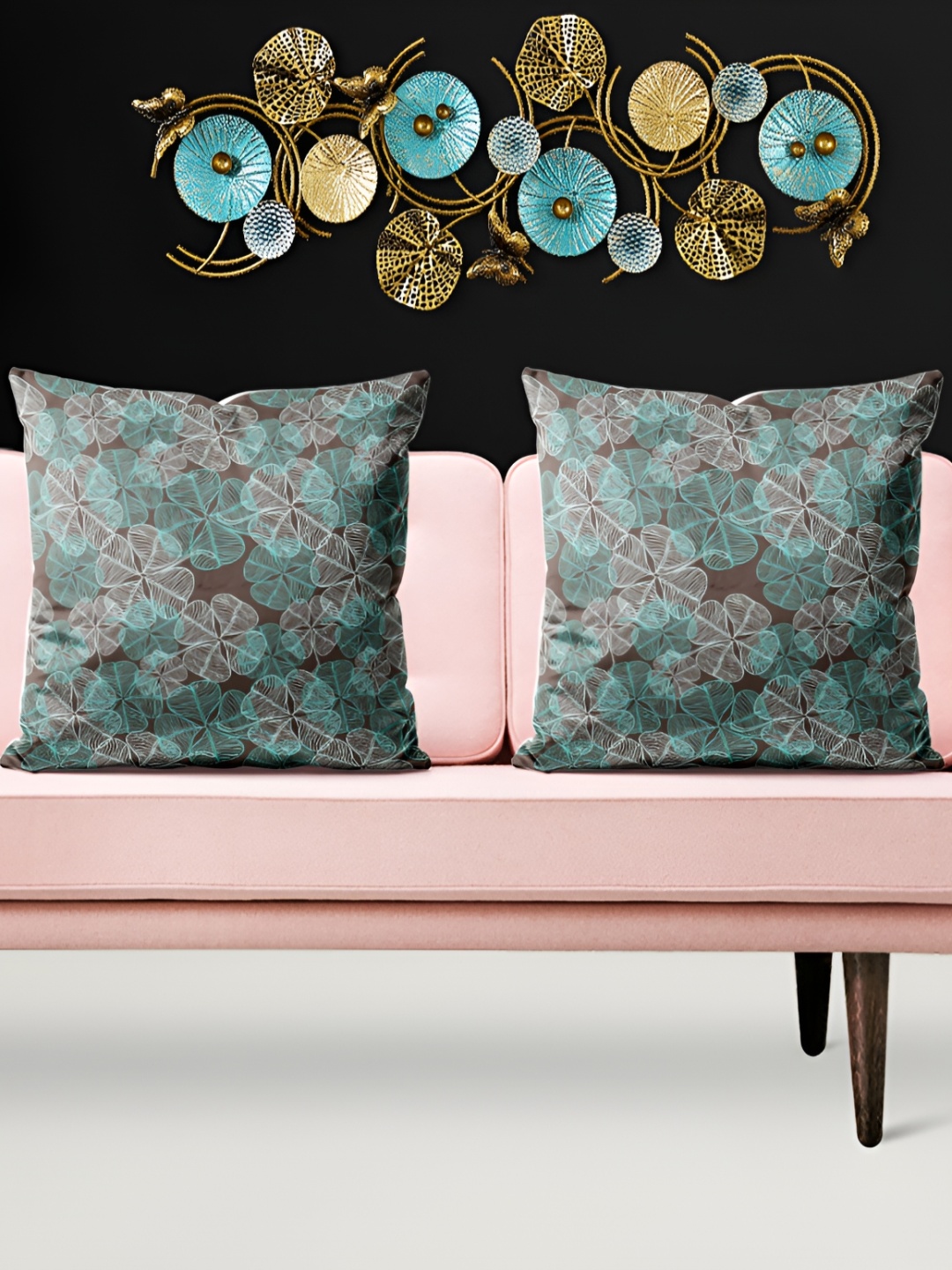 

ArtzFolio Green 5 Pieces Printed Velvet Square Cushion Covers