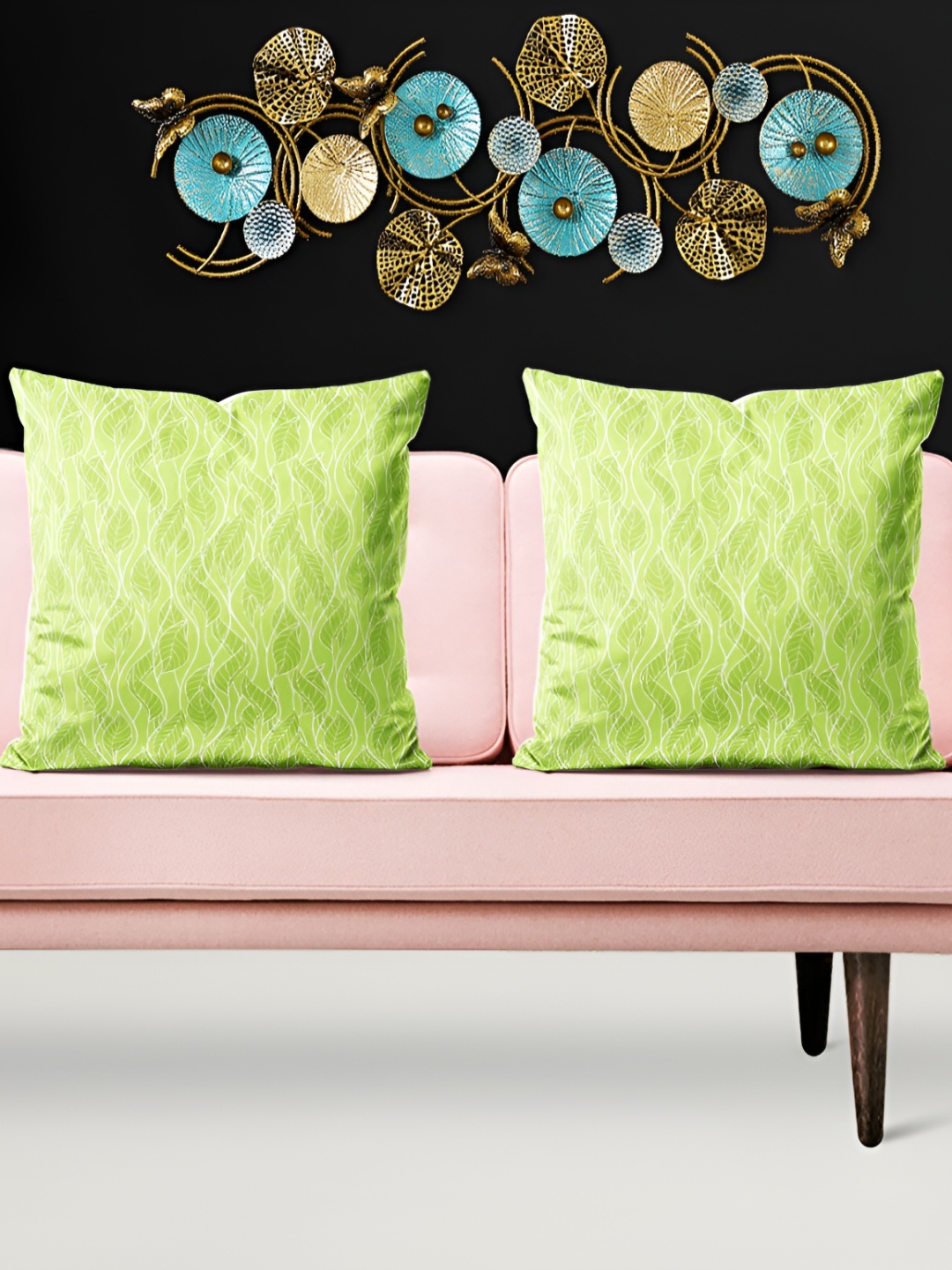 

ArtzFolio White & Green 5 Pieces Velvet Square Cushion Covers