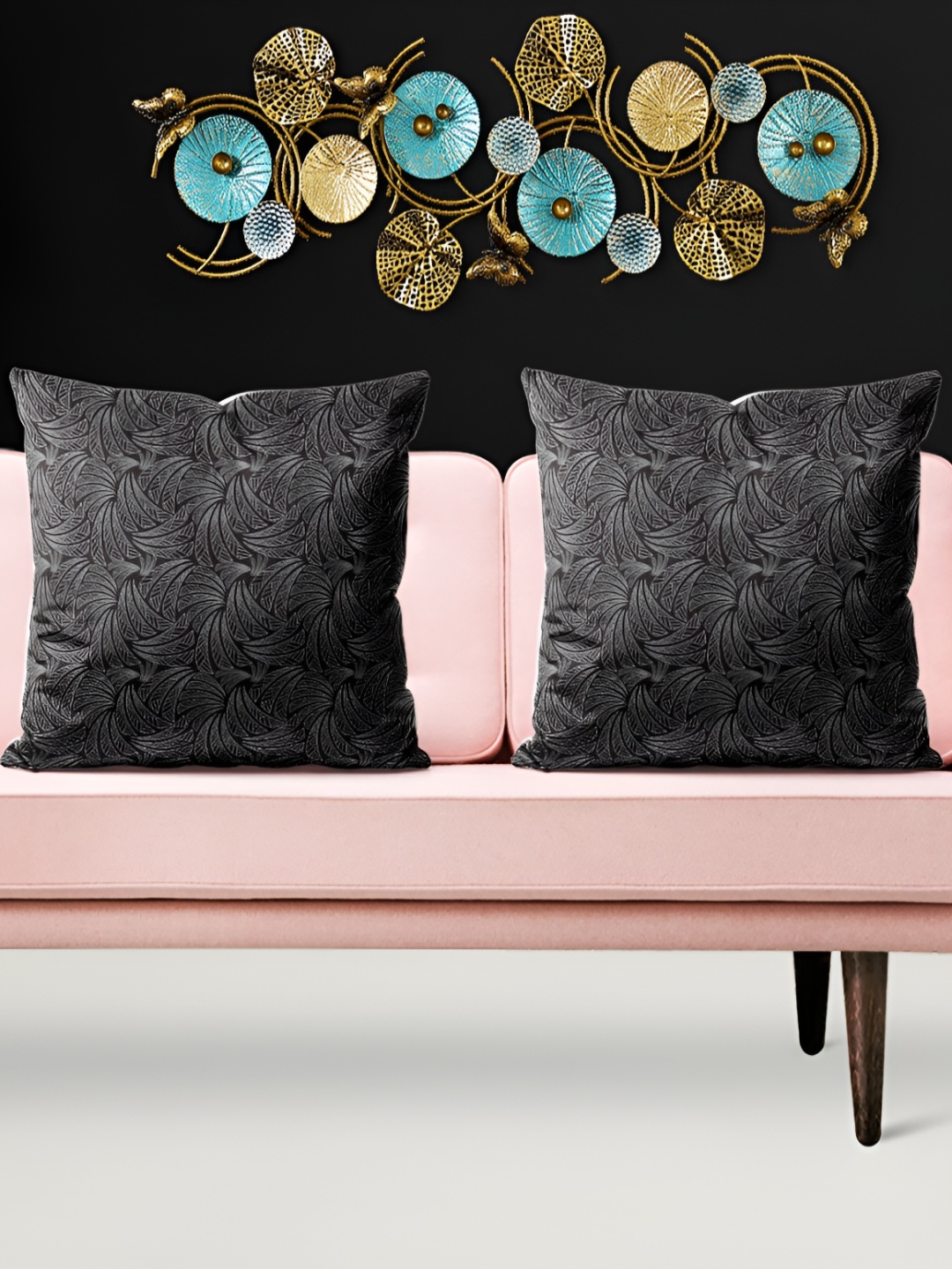 

ArtzFolio Black 5 Pcs Square Cushion Covers