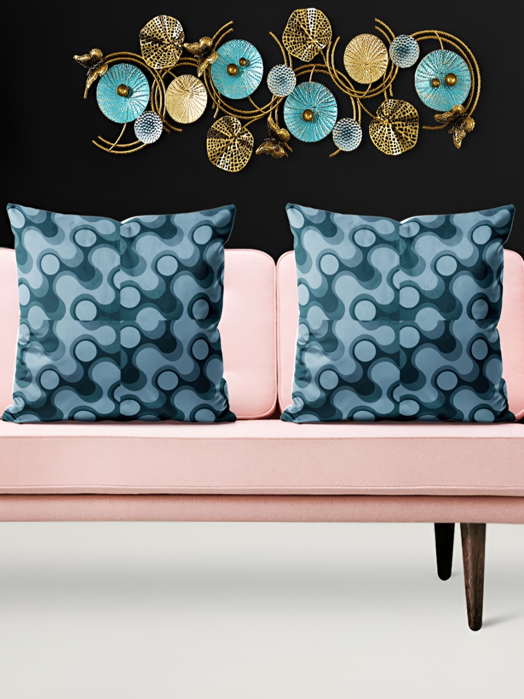 

ArtzFolio Teal 5 Pieces Printed Square Cushion Covers