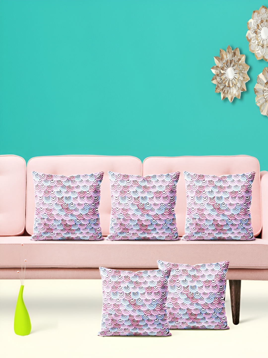 

ArtzFolio Pink 5 Pcs Velvet Square Cushion Covers