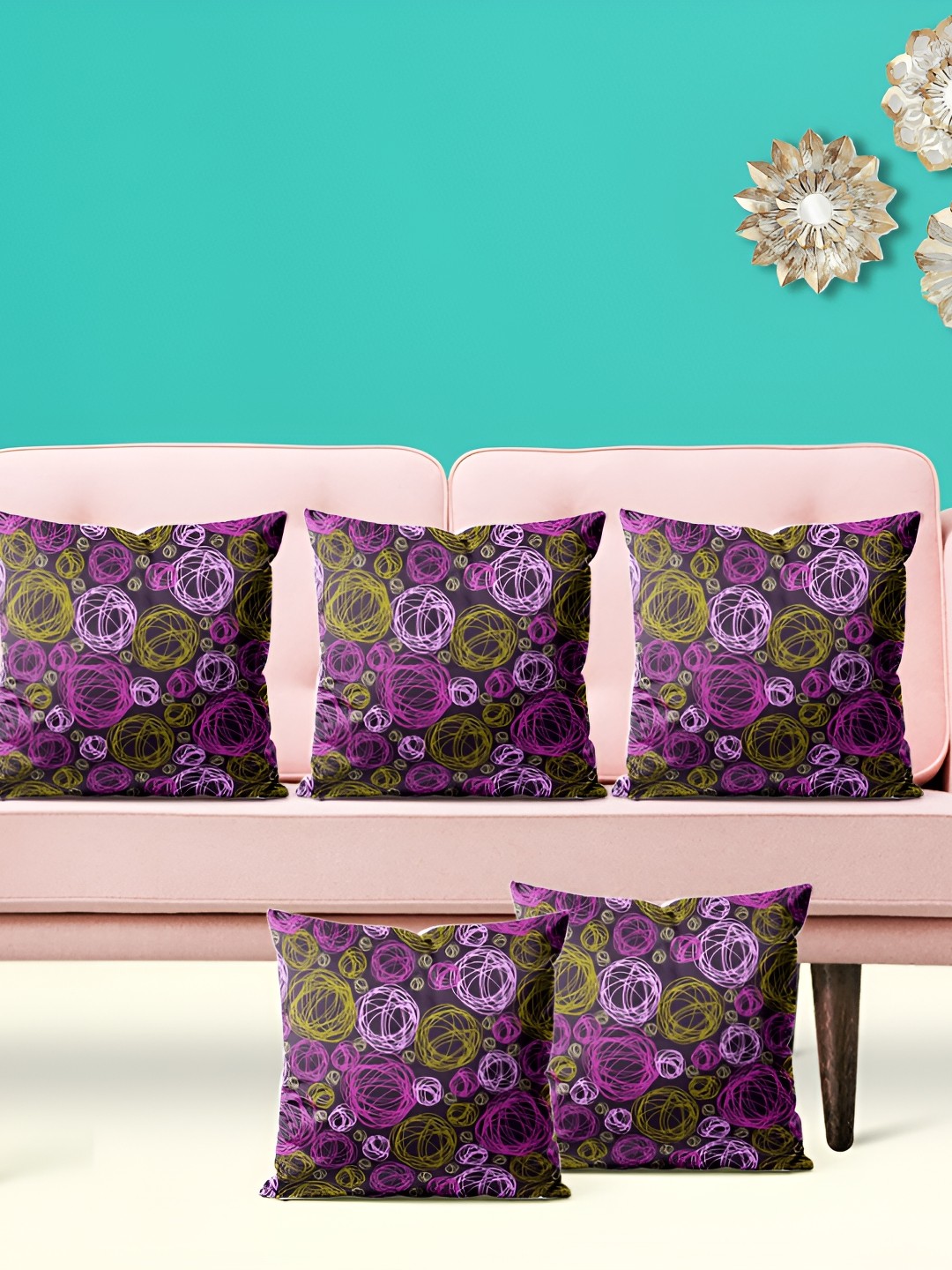 

ArtzFolio Brown 5 Pieces Abstract Velvet Square Cushion Covers