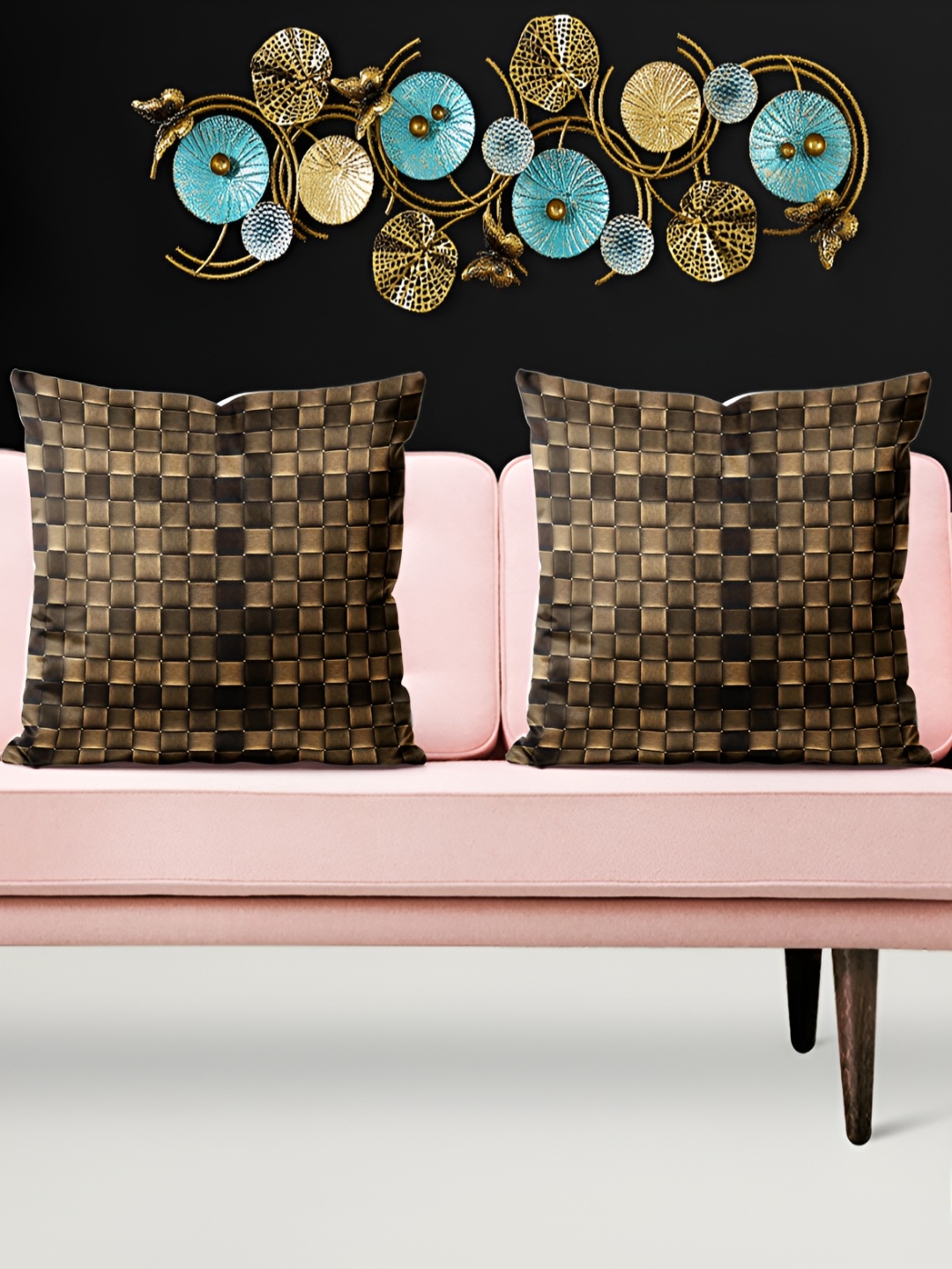 

ArtzFolio Black 5 Pieces Geometric Velvet Square Cushion Covers