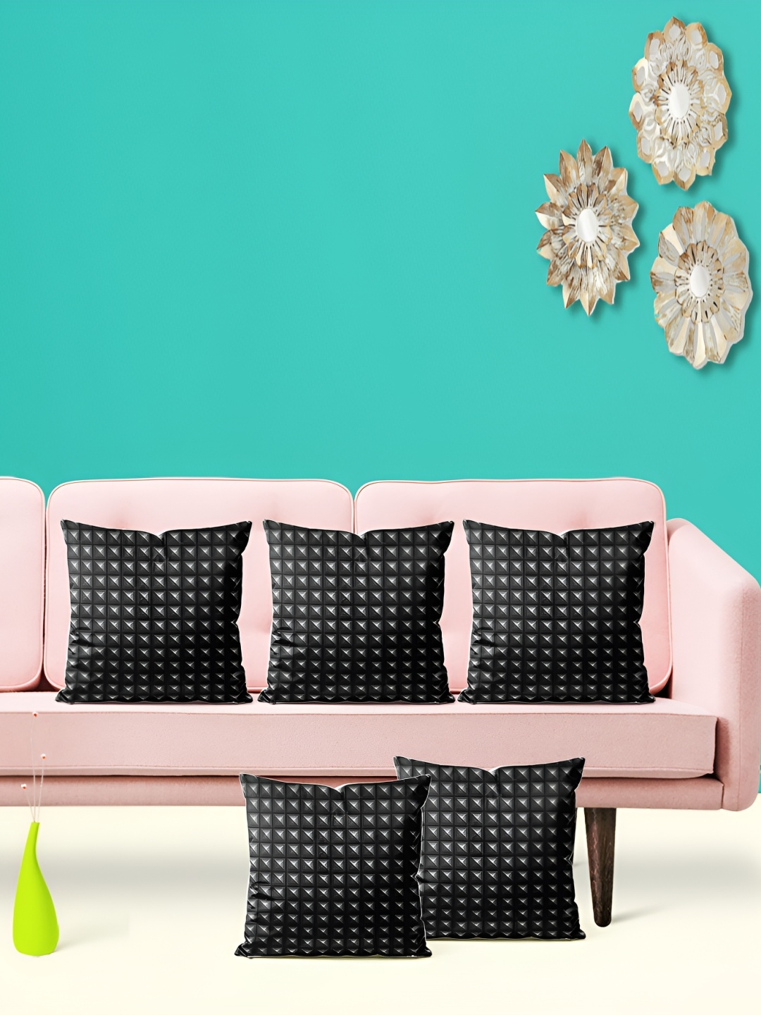 

ArtzFolio Black 5 Pieces Square Cushion Covers