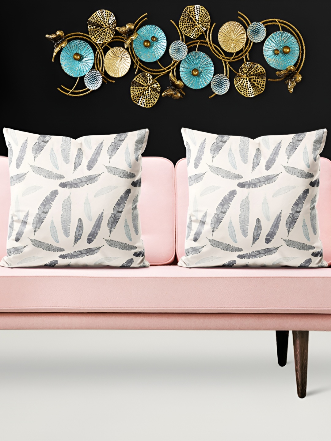 

ArtzFolio Off-White and Black 5 Pieces Printed Square Cushion Covers