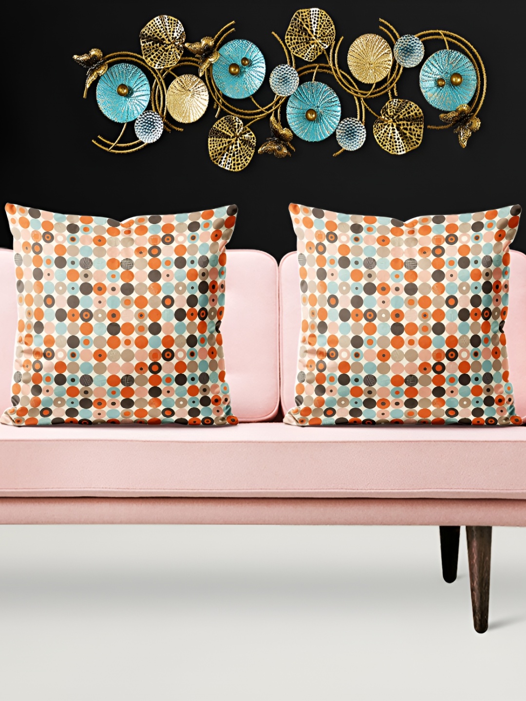 

ArtzFolio Orange & Blue 5 Pieces Geometric Printed Square Cushion Covers