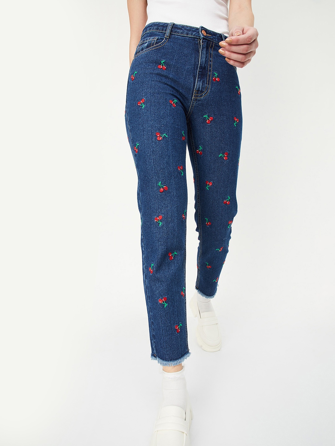 

max Women Low Distress Jeans, Navy blue