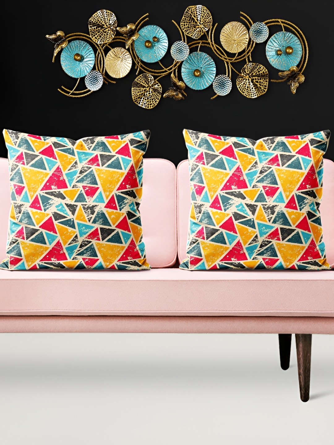 

ArtzFolio Yellow & Grey 5 Pcs Abstract Velvet Square Cushion Covers