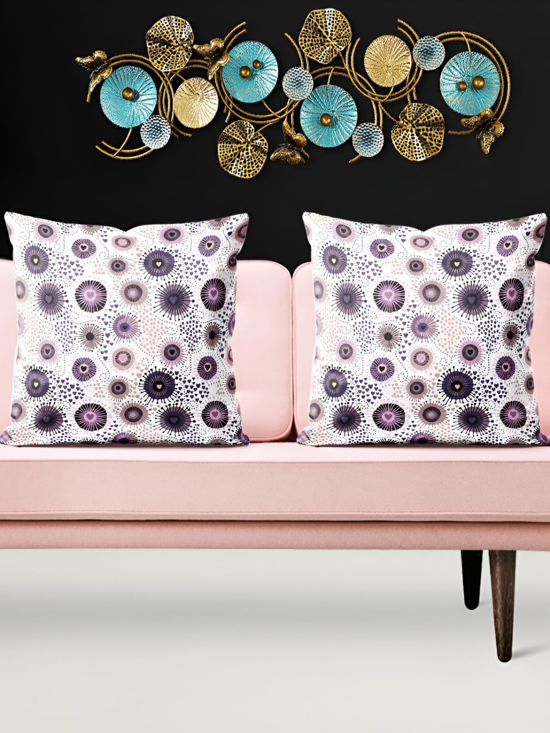 

ArtzFolio White & Purple 5 Pieces Floral Square Cushion Covers