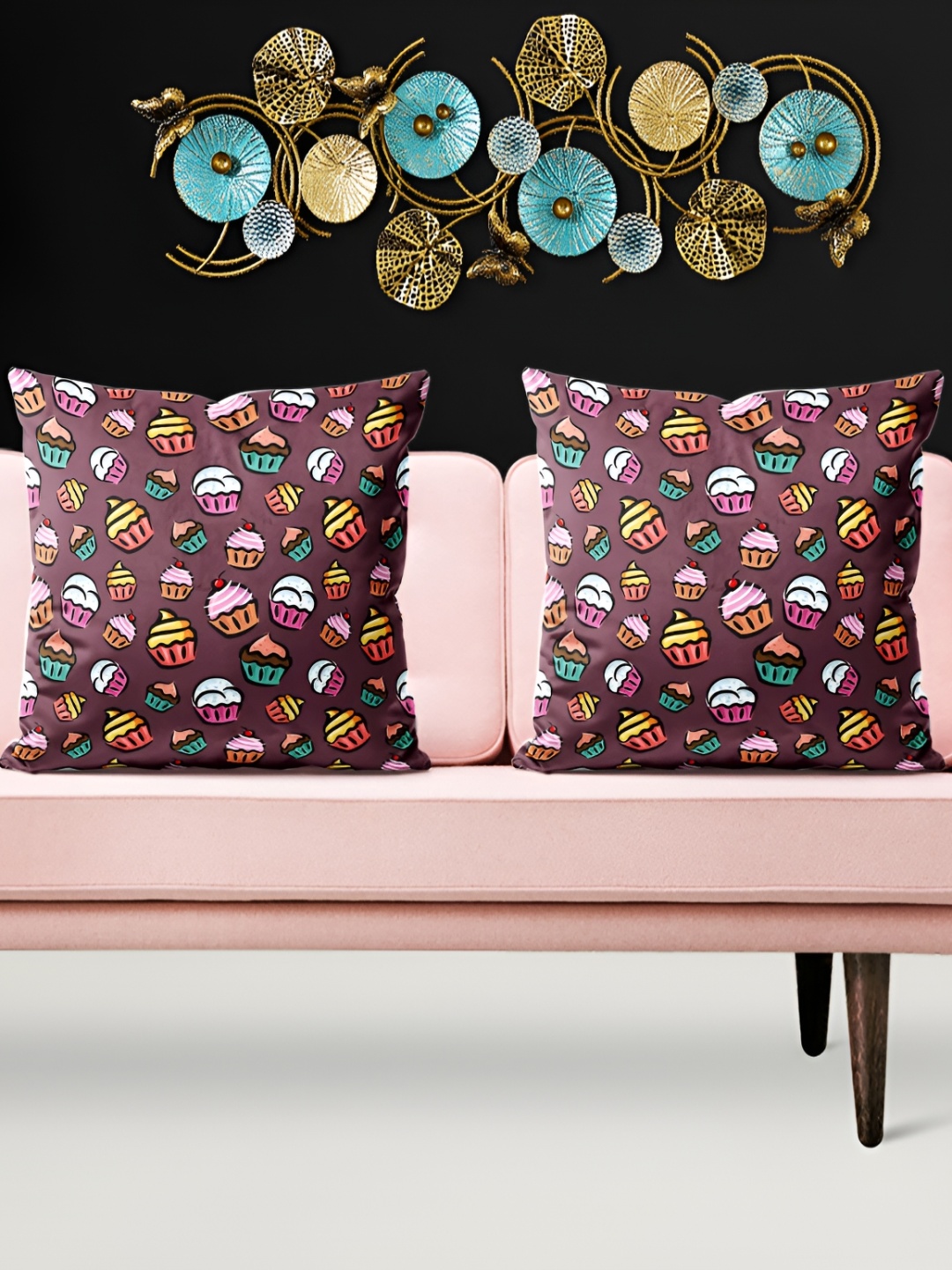 

ArtzFolio Brown & white 5 Pcs Square Cushion Covers