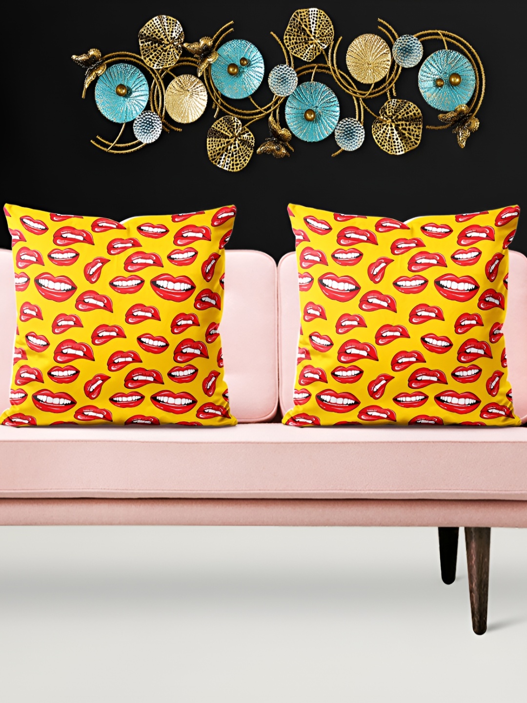 

ArtzFolio Yellow 5 Pieces Quirky Velvet Square Cushion Covers