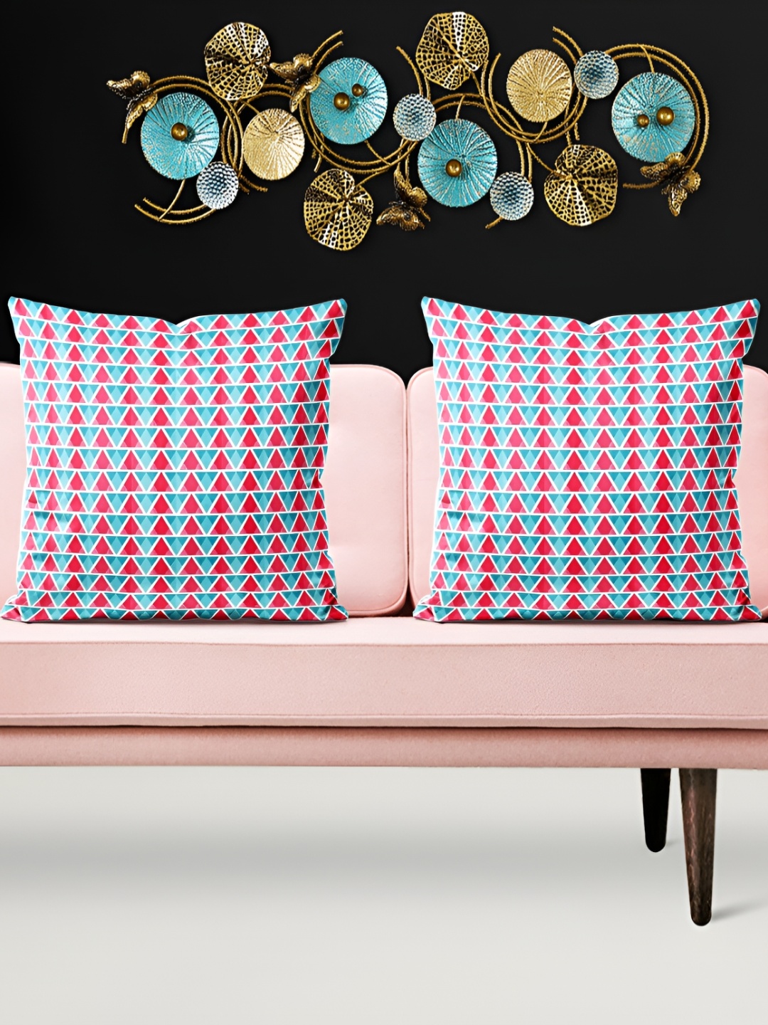 

ArtzFolio Blue 5 Pieces Geometric Square Cushion Covers