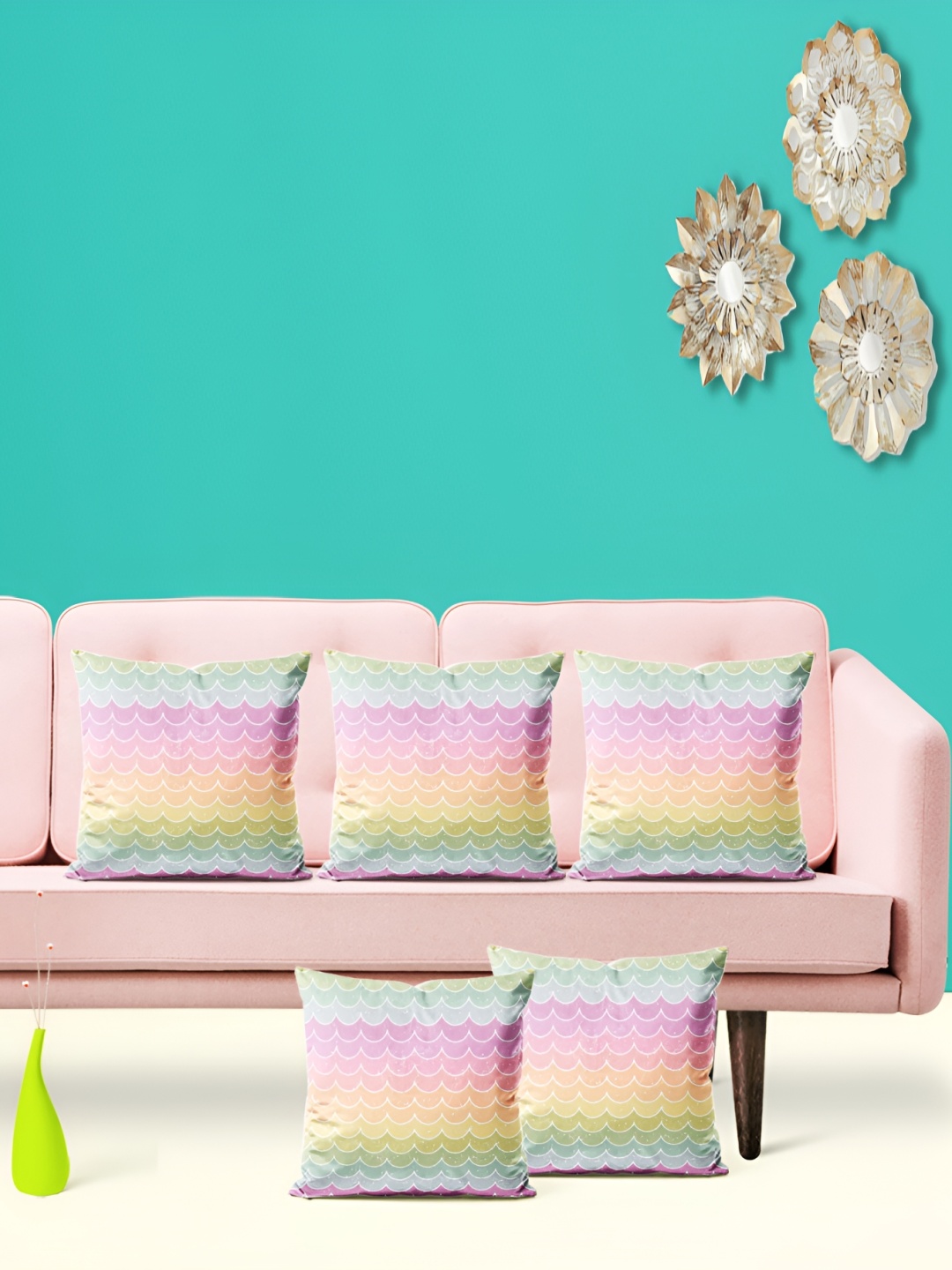 

ArtzFolio White & Pink 5 Pieces Printed Square Cushion Covers