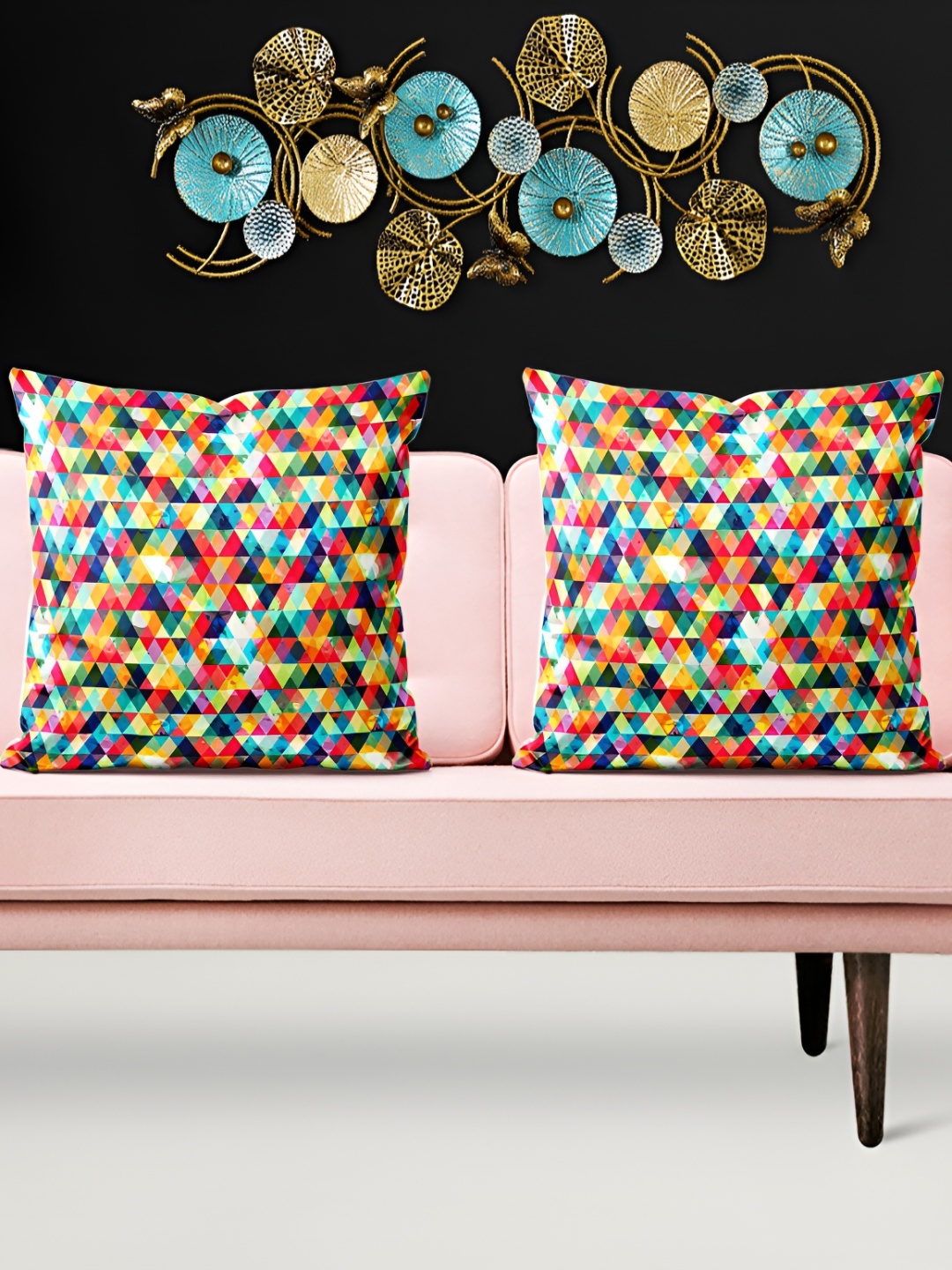 

ArtzFolio Yellow Red 5 Pieces Square Cushion Covers