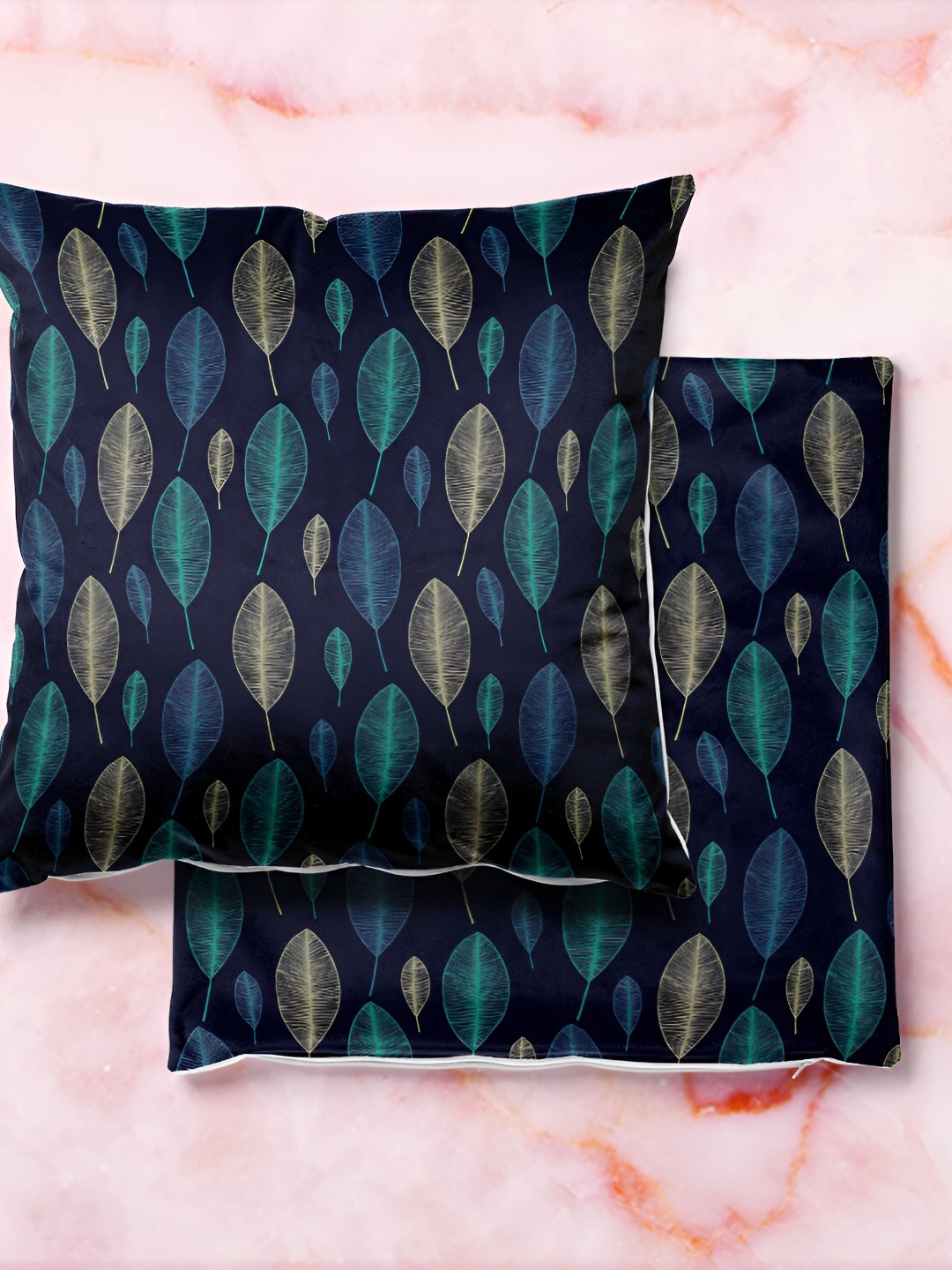 

ArtzFolio Black & Blue 5 Pieces Floral Printed Square Cushion Covers