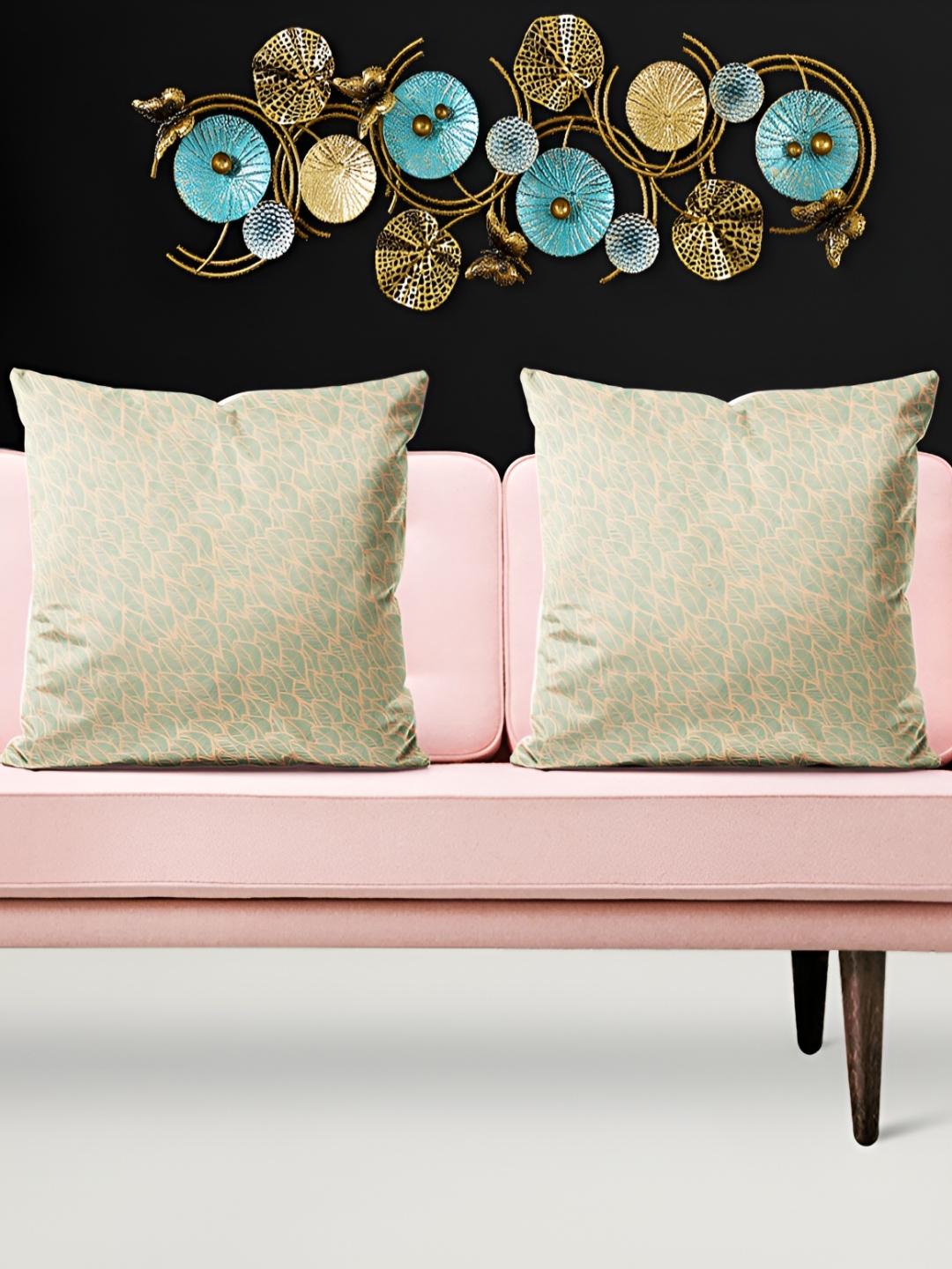 

ArtzFolio Cream & Green 5 Pieces Floral Printed Square Cushion Covers