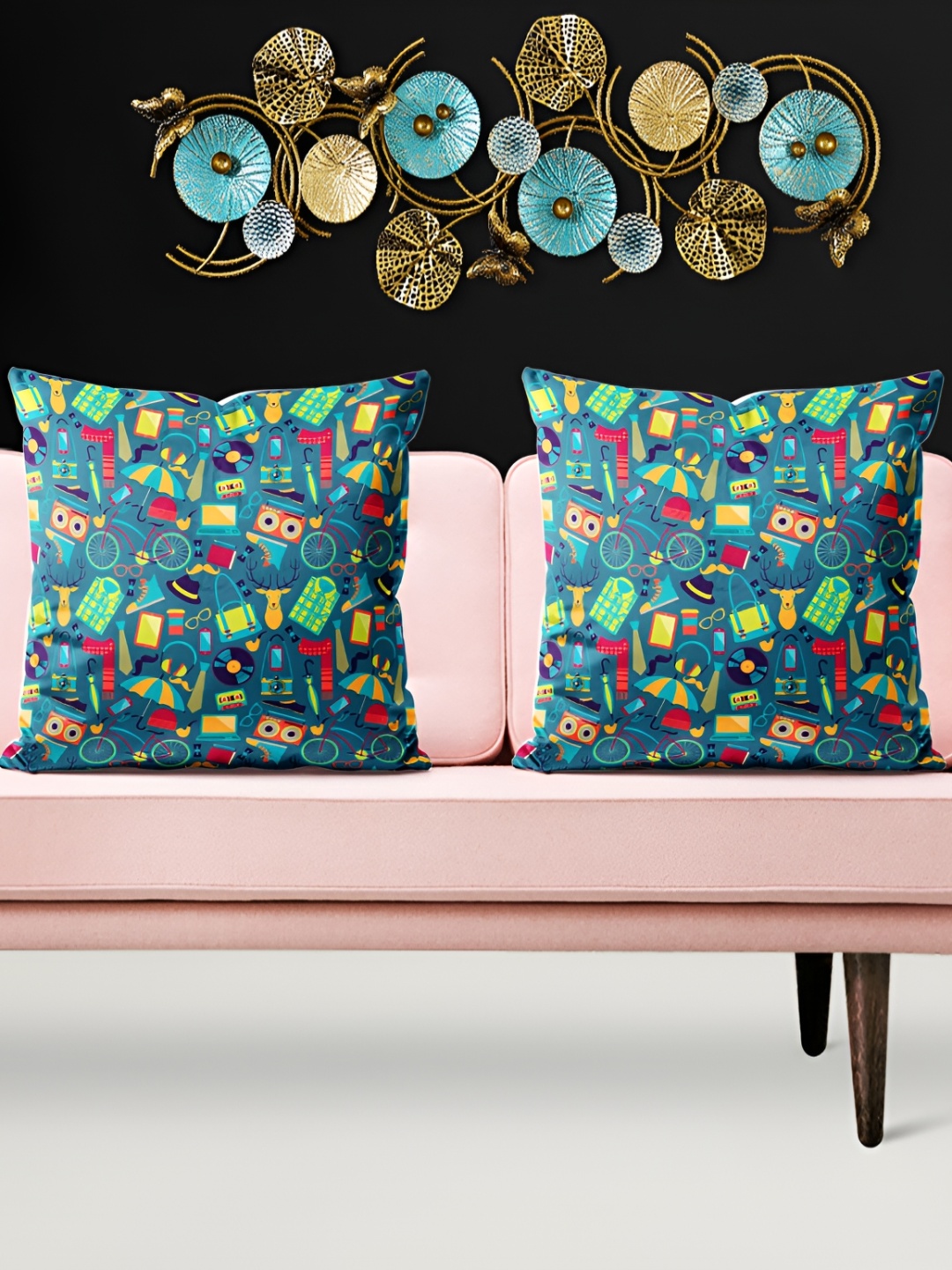 

ArtzFolio Blue & Red 5 Pieces Square Cushion Covers