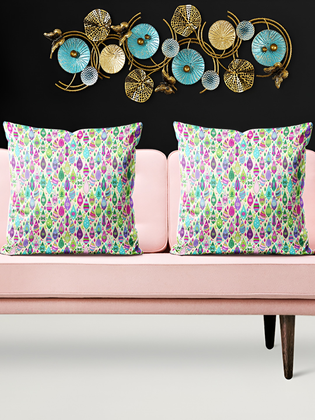 

ArtzFolio White & Pink 5 Pieces Abstract Square Cushion Covers