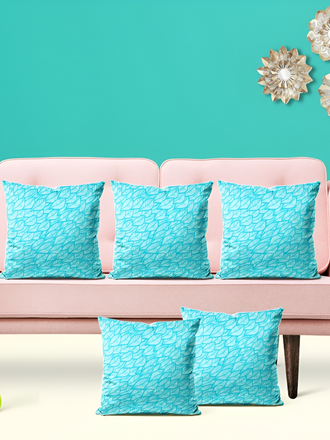 

ArtzFolio Blue 5 Pieces Printed Square Cushion Covers