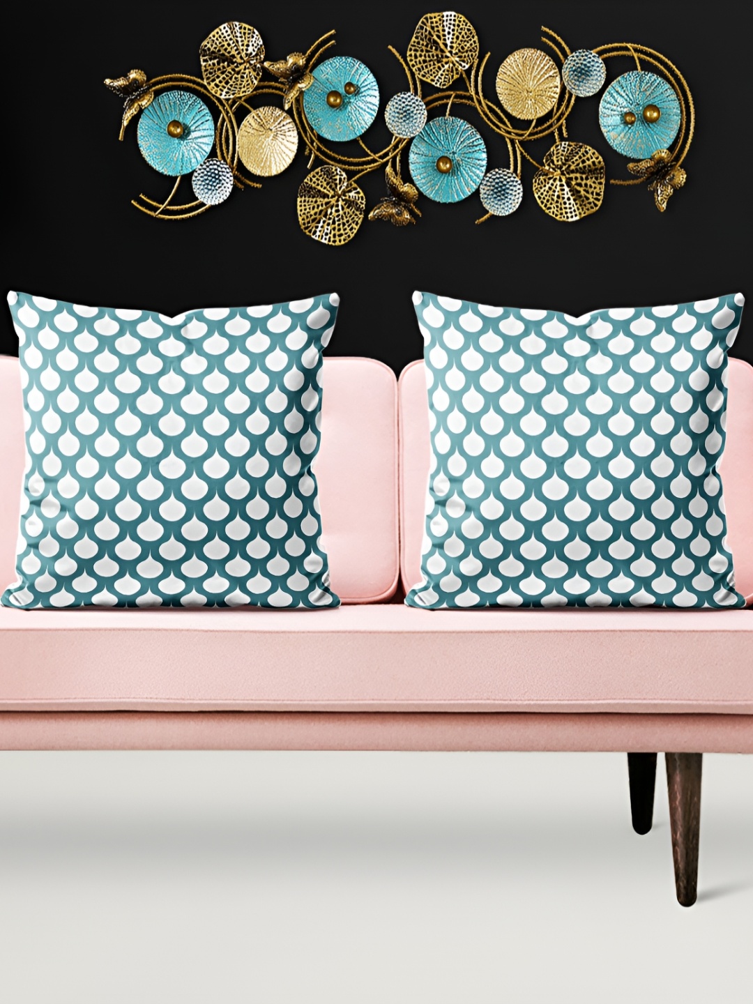 

ArtzFolio Blue & White 5 Pieces Geometric Printed Square Cushion Covers