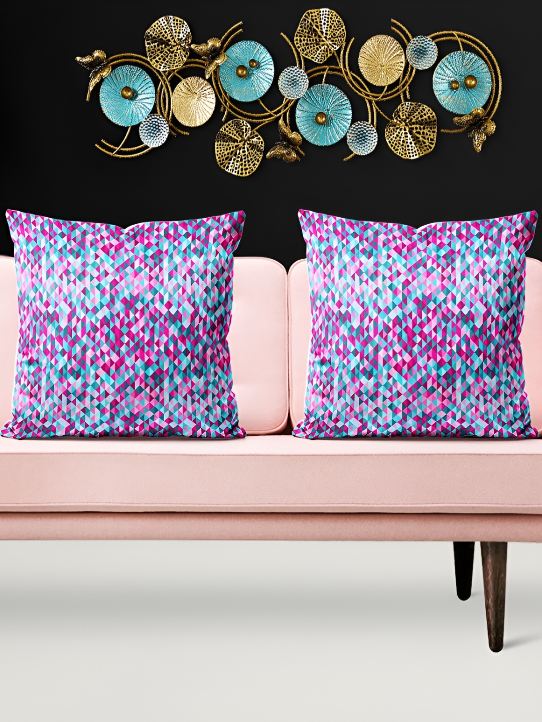 

ArtzFolio Blue & Purple 5 Pieces Abstract Velvet Square Cushion Covers