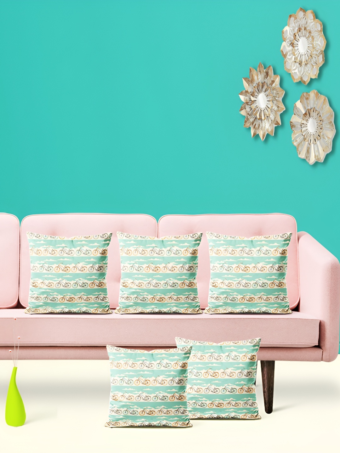 

ArtzFolio White 5 Pieces Printed Velvet Square Cushion Covers