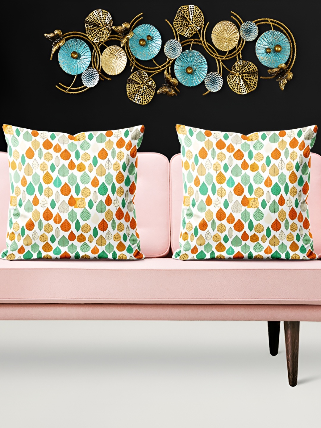 

ArtzFolio White & Orange 5 Pieces Printed Velvet Square Cushion Covers