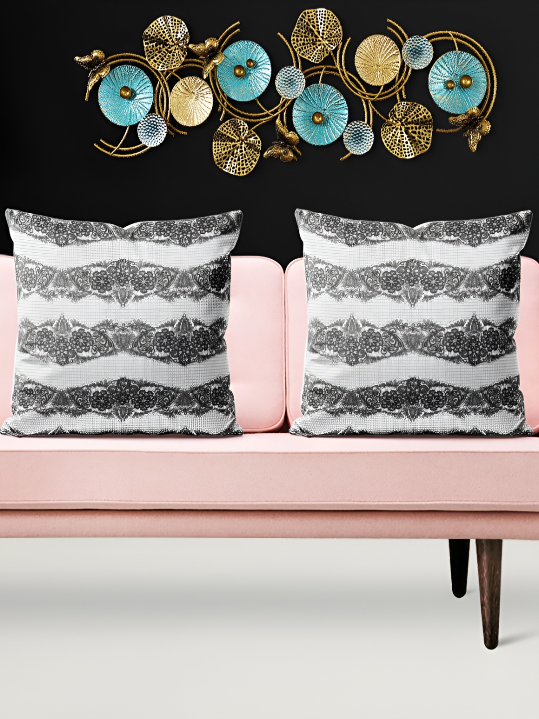 

ArtzFolio white & Grey 5 Pieces Abstract Square Cushion Covers