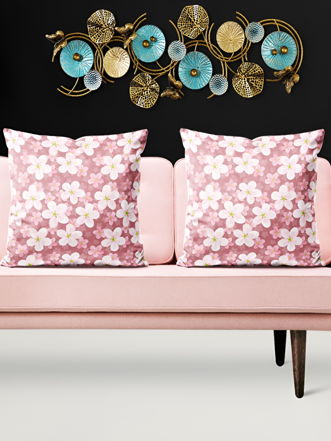 

ArtzFolio Pink & White 5 Pieces Floral Printed Square Cushion Covers