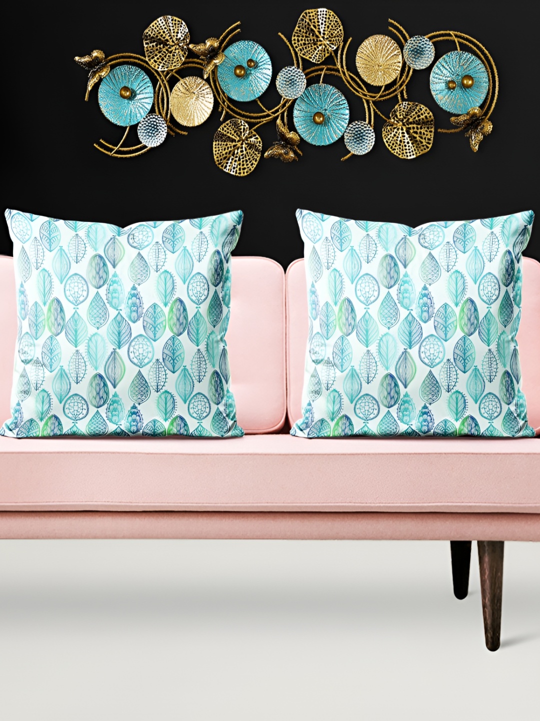 

ArtzFolio White & Blue 5 Pieces Ethnic Motifs Square Cushion Covers
