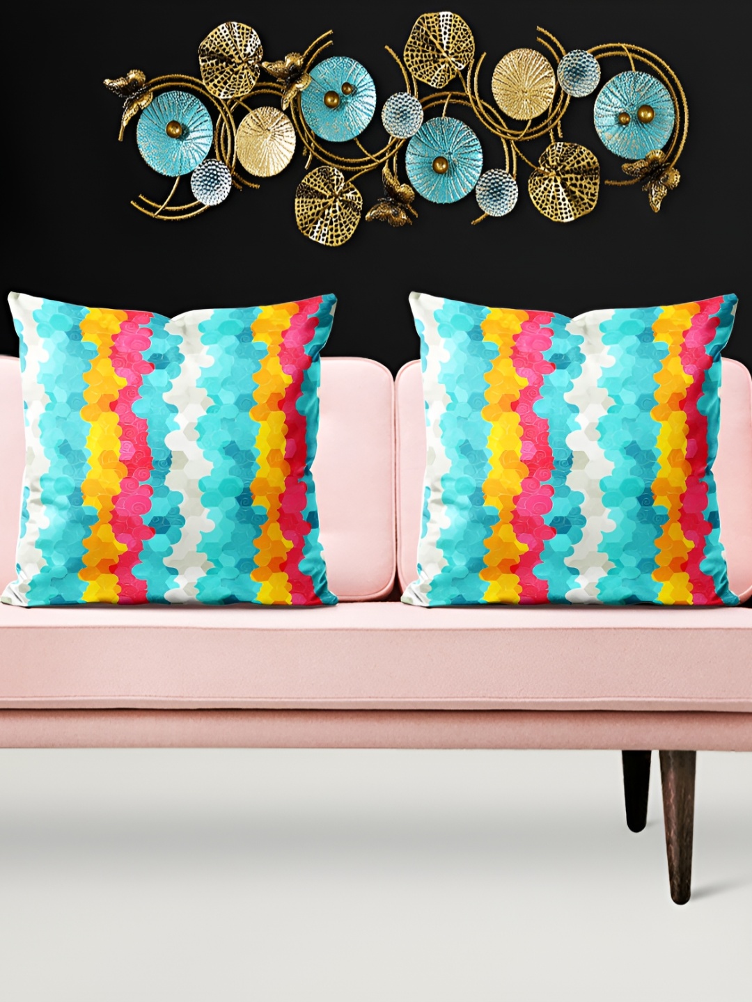

ArtzFolio Blue & White 5 Pcs Abstract Square Cushion Covers