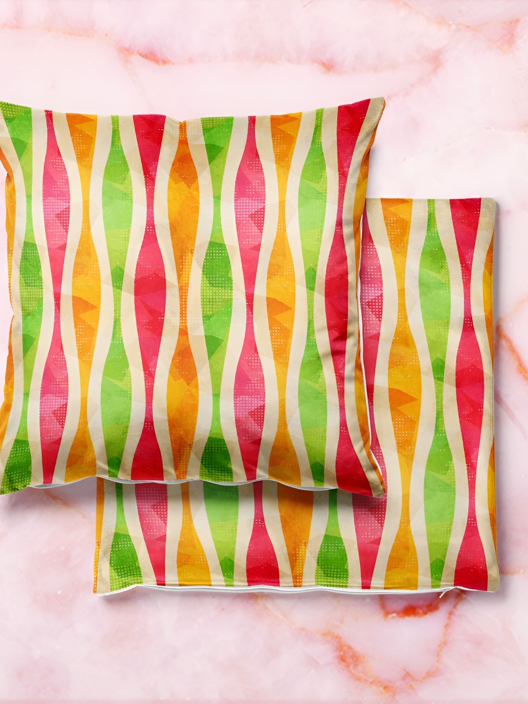 

ArtzFolio Cream & Pink 5 Pieces Printed Square Cushion Covers