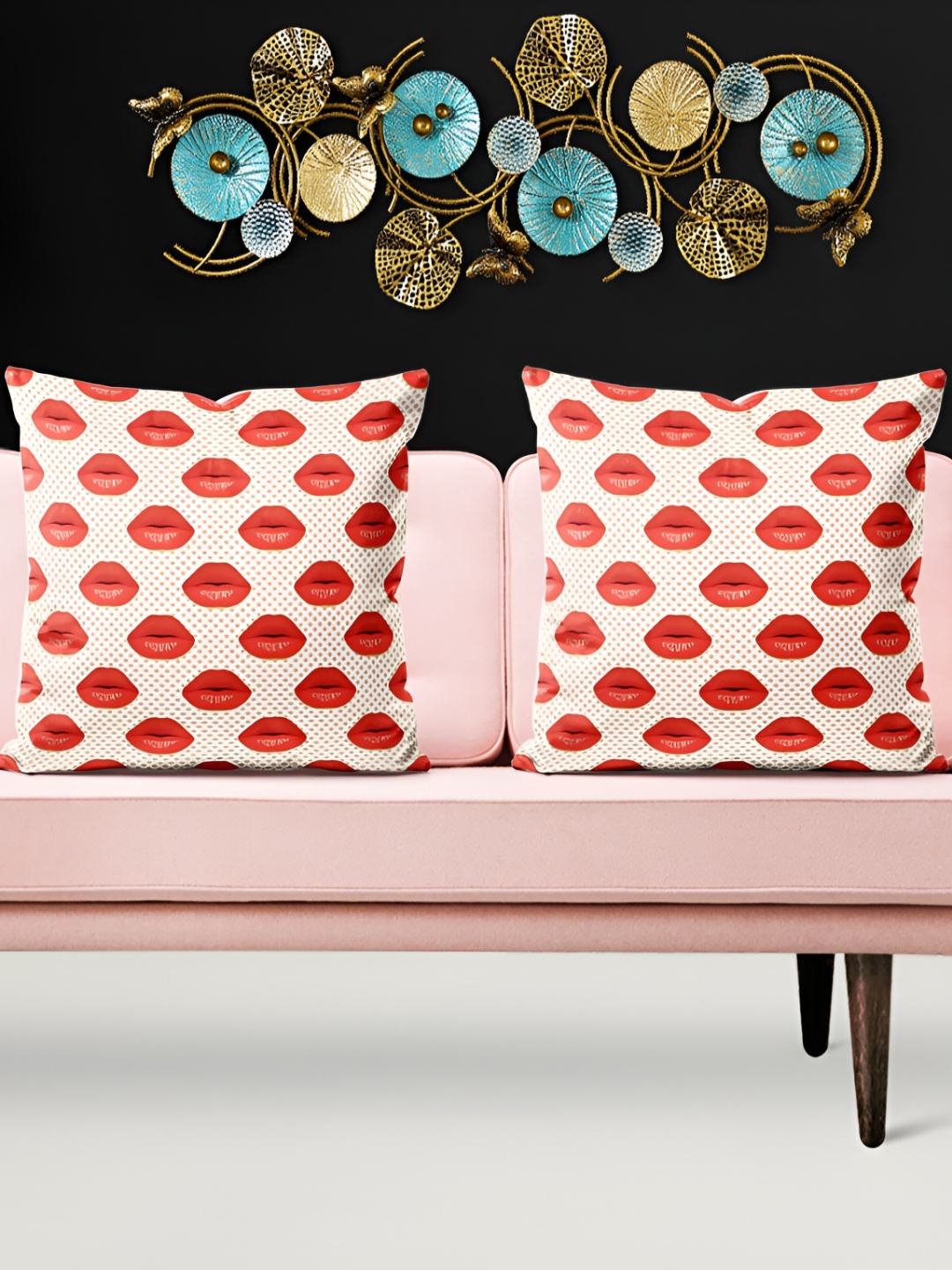 

ArtzFolio Beige 5 Pieces Abstract Square Cushion Covers