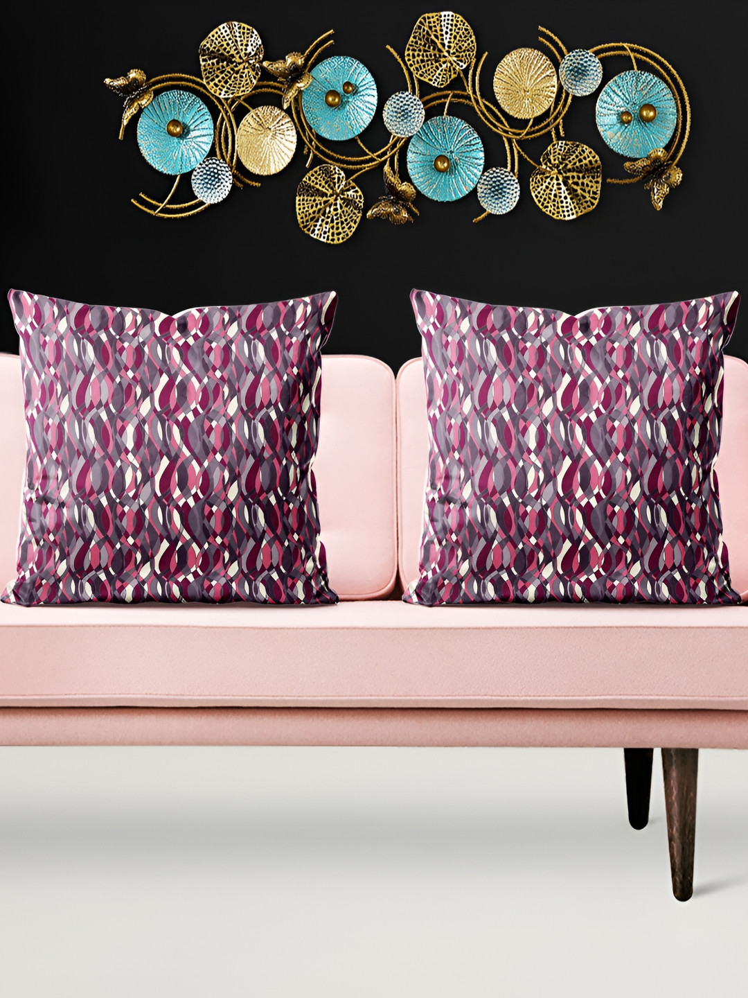 

ArtzFolio Burgundy Grey 5 Pieces Square Cushion Covers