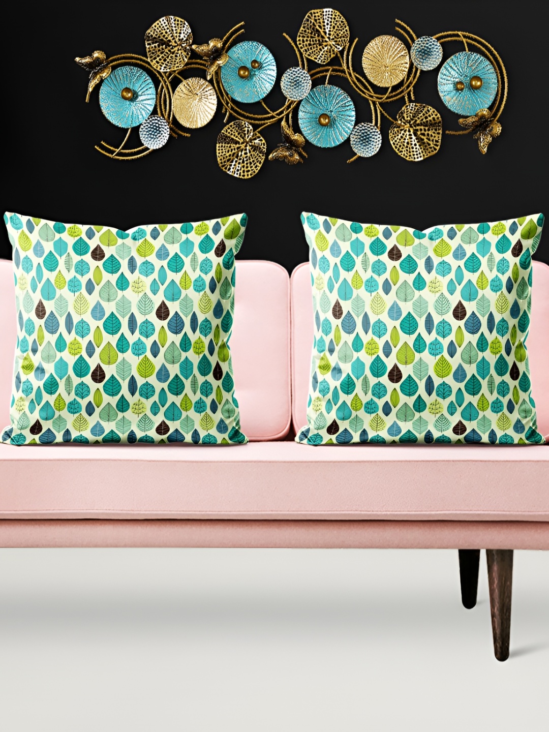 

ArtzFolio Green & Blue 5 Pieces Floral Printed Velvet Square Cushion Covers