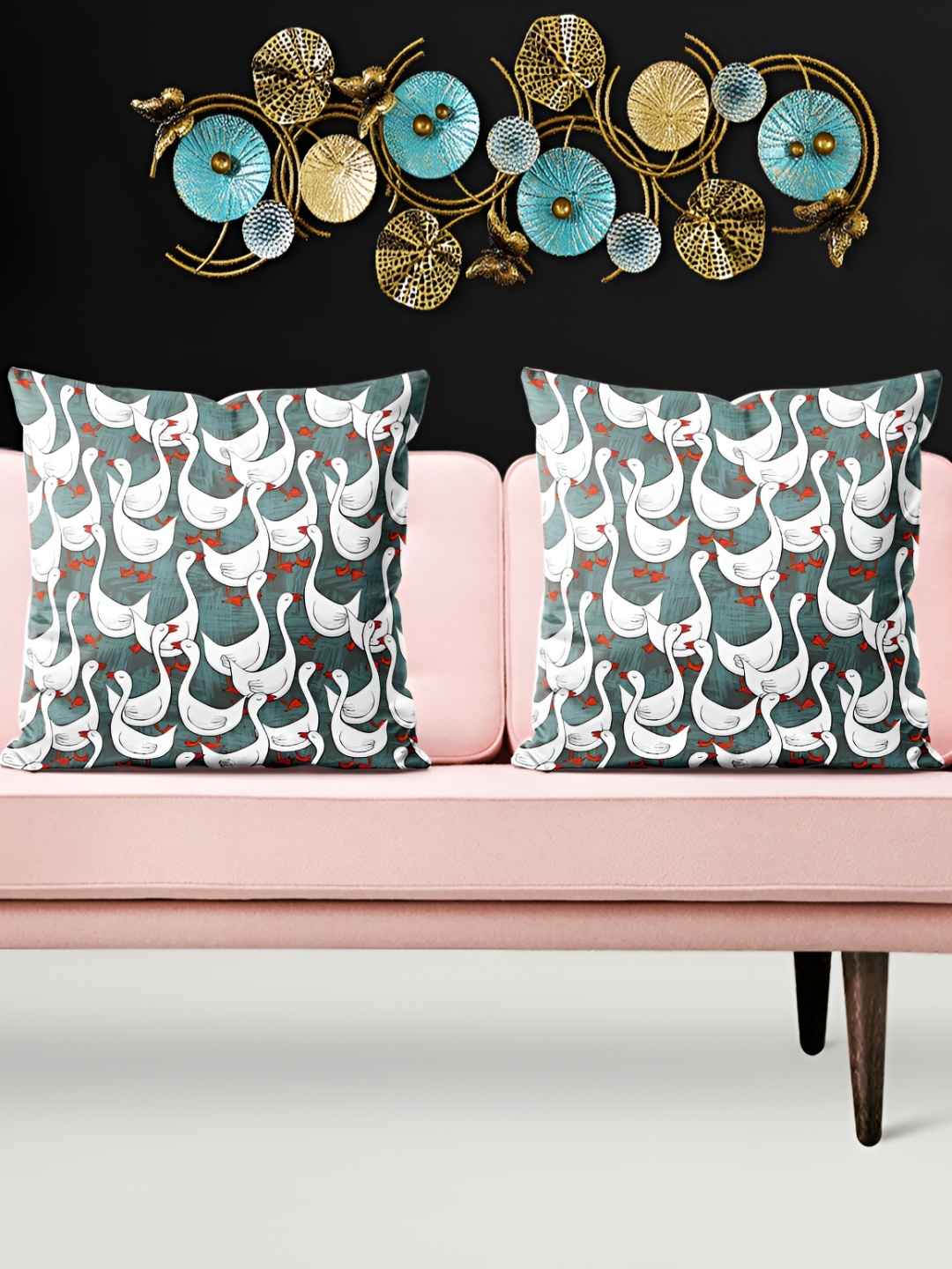 

ArtzFolio Green 5 Pieces Abstract Square Cushion Covers