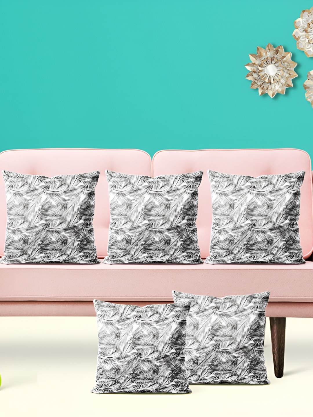 

ArtzFolio White & Black 5 Pieces Printed Square Cushion Covers
